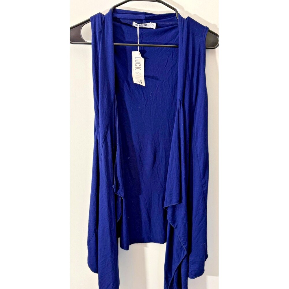 New Open Front Tunic Vest Navy Flowy Women's XL Capsule Boho Hippie Coastal